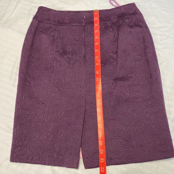 Vintage Nipon Boutique Skirt Purple Floral Jacquard Pencil Lined Petite 8P - Picture 6 of 9
